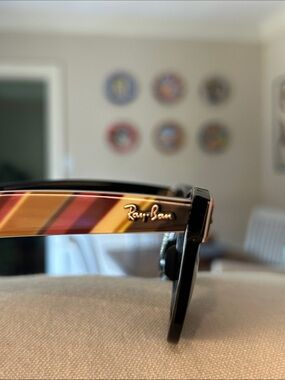 Ray-Ban Black Sunglasses with Yellow,Orange,Red &Purple Stripes (prescription)
